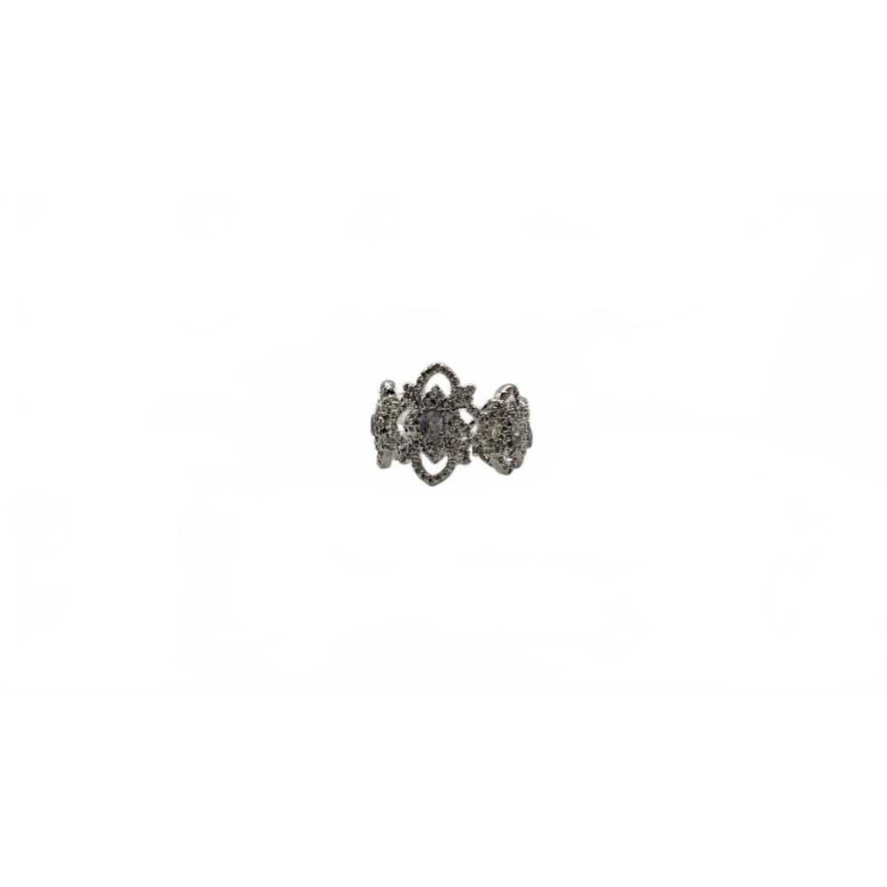 Elegant Vintage Silver Filigree Ring with Sparkling Details Size 7